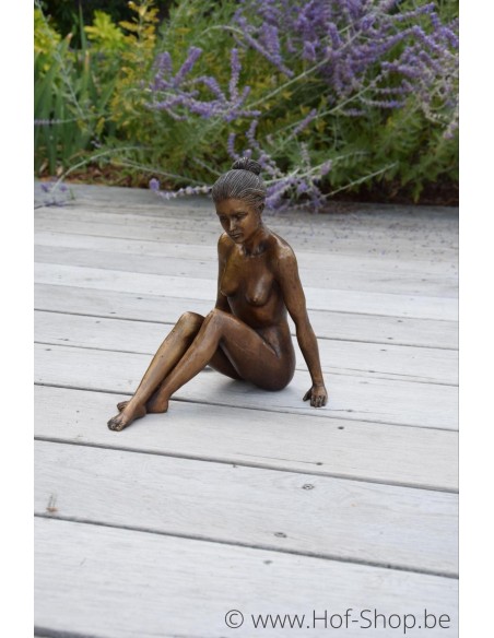 Grace Zittend Naakt - bronzen beeld (BS1386B)