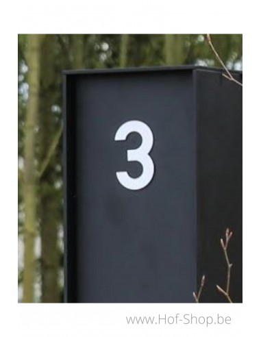 Nummer - wit aluminium 10 cm hoog