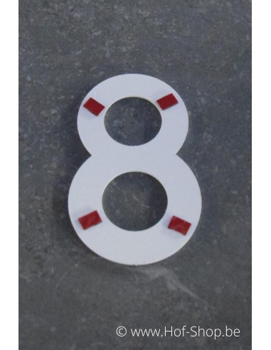 Nummer - wit aluminium 10 cm hoog