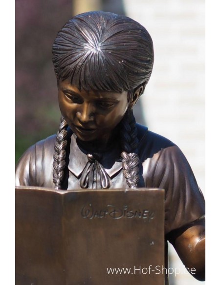 Fille qui lit avec un chien - statue en bronze (B810-1)