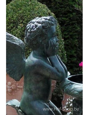 Vase avec 2 anges - statue en bronze (B343)