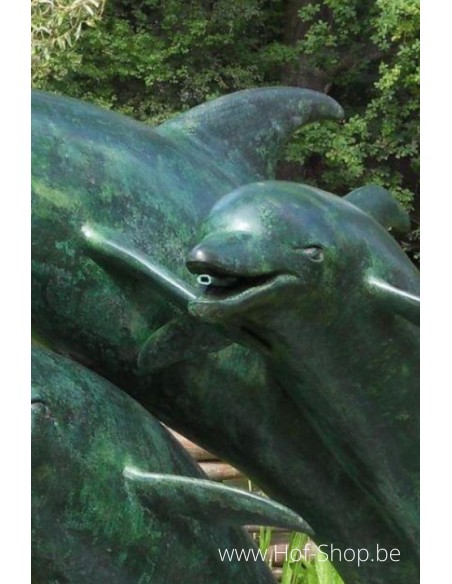 Drie dolfijnen fontein - bronzen beeld (B586)