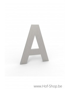 Letter A inox look - aluminium 10 cm hoog (huisnummer Albo)