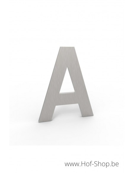 Letter A inox look - aluminium 10 cm hoog (huisnummer Albo)