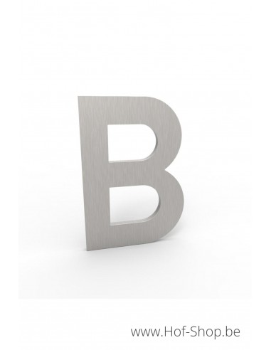 Letter B inox look - aluminium 10 cm hoog (huisnummer Albo)