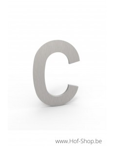 Letter C inox look - aluminium 10 cm hoog (huisnummer Albo)