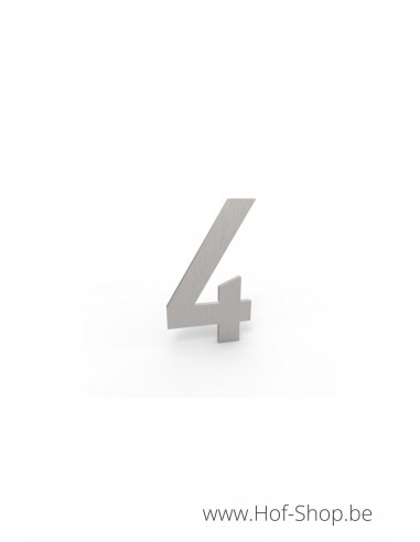 Nummer 4 inox look - aluminium 5 cm hoog (huisnummer Albo)