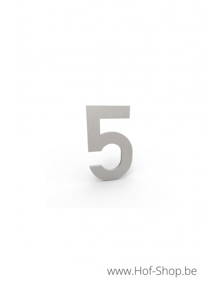 Numéro 5 - inox look aluminium 5 cm de haute (Numéro de maison Albo)