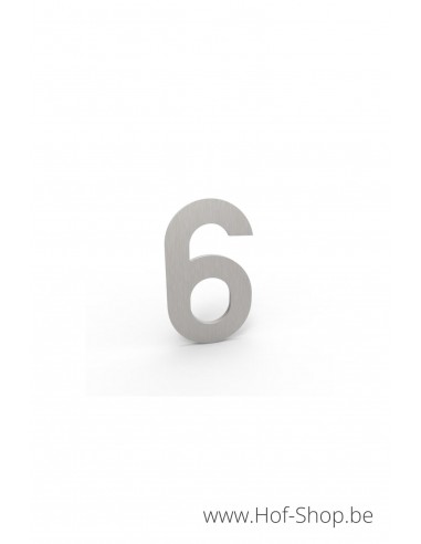 Numéro 6 - inox look aluminium 5 cm de haute (Numéro de maison Albo)