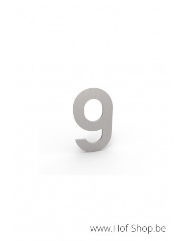 Nummer 9 inox look - aluminium 5 cm hoog (huisnummer Albo)