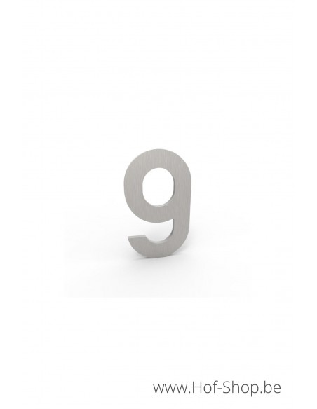 Nummer 9 inox look - aluminium 5 cm hoog (huisnummer Albo)