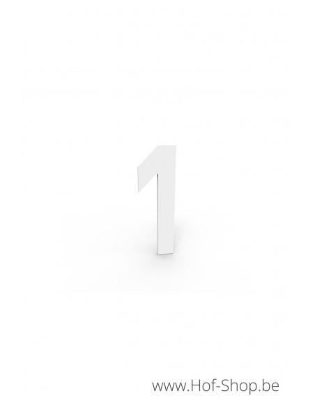 Nummer 1 - wit aluminium 5 cm hoog (huisnummer Albo)