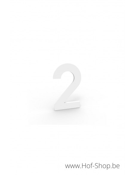 Numéro 2 - blanc aluminium 5 cm de haute (Numéro de maison Albo)