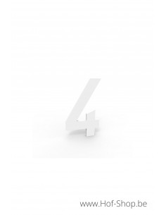 Nummer 4 - wit aluminium 5 cm hoog (huisnummer Albo)