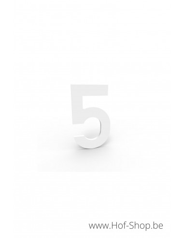 Numéro 5 - blanc aluminium 5 cm de haute (Numéro de maison Albo)