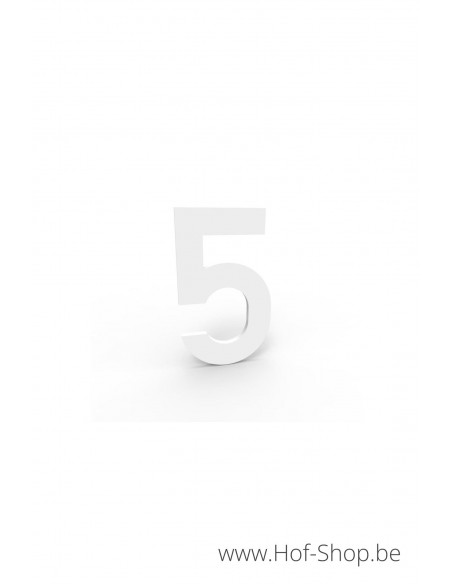 Numéro 5 - blanc aluminium 5 cm de haute (Numéro de maison Albo)