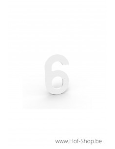 Nummer 6 - wit aluminium 5 cm hoog (huisnummer Albo)