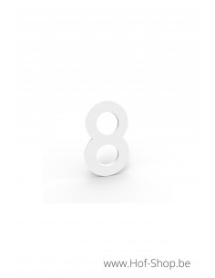 Nummer 8 - wit aluminium 5 cm hoog (huisnummer Albo)
