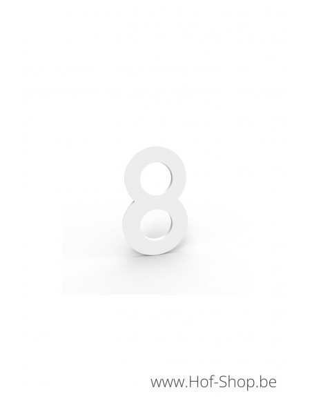 Numéro 8 - blanc aluminium 5 cm de haute (Numéro de maison Albo)