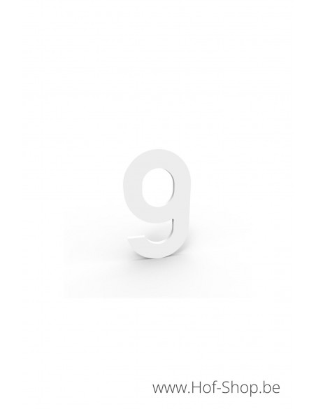 Numéro 9 - blanc aluminium 5 cm de haute (Numéro de maison Albo)
