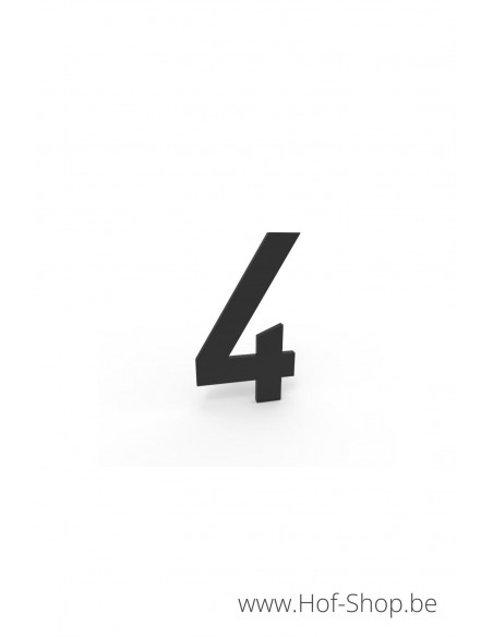 Nummer 4 - zwart aluminium 5 cm hoog (huisnummer Albo)