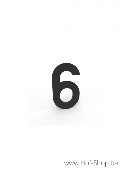 Nummer 6 - zwart aluminium 5 cm hoog (huisnummer Albo)