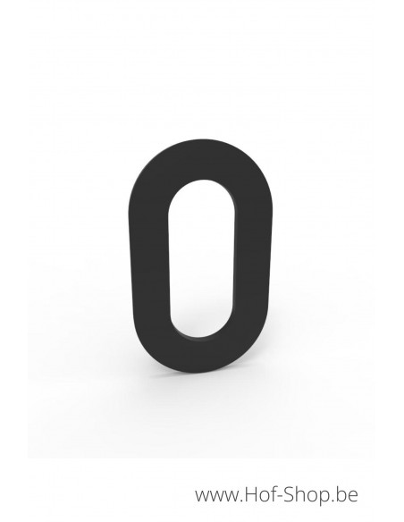 Nummer 0 - zwart aluminium 10 cm hoog (huisnummer Albo)