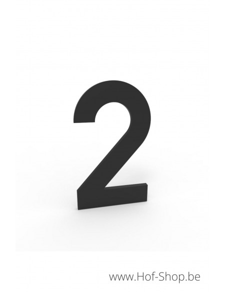 Numéro 2 - noir aluminium 10 cm de haute (Numéro de maison Albo)
