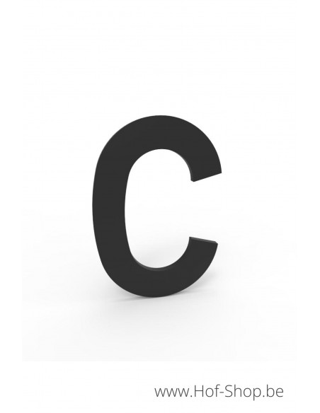 Letter C - zwart aluminium 10 cm hoog (huisnummer Albo)