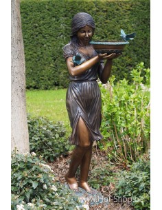 Vrouw met schaal fontein - bronzen beeld (B851)