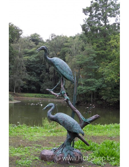 Deux hérons - statue en bronze (B948)