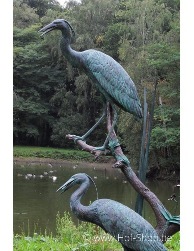 Twee reigers - bronzen beeld (B948)
