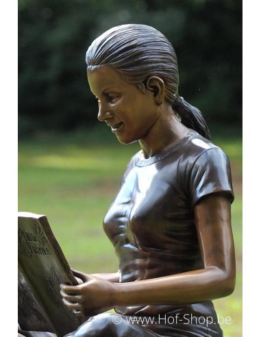 Fille avec un livre - statue en bronze (B950)