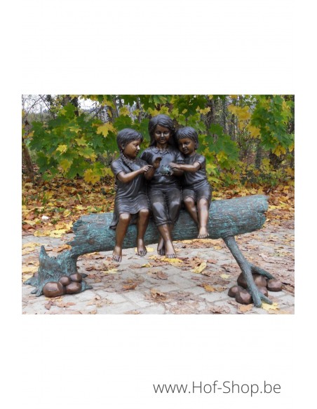 Drie meisjes op stam - bronzen beeld (B959)