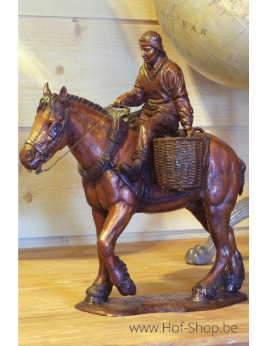 Garnaalvisser te paard - bronzen beeld (B1084)