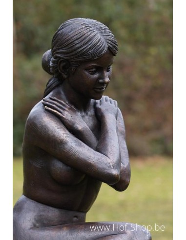 Zittend naakt - bronzen beeld (B1067)