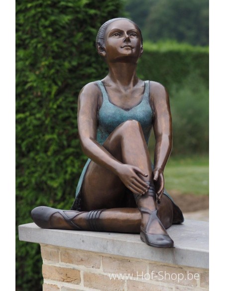 Zittende ballerina - bronzen beeld (B89035)
