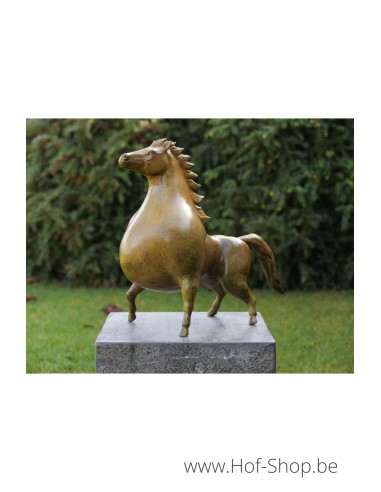 Paard groene hot patina - bronzen beeld (B91142)