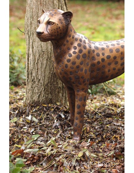 Staande Cheetah - bronzen beeld (B1137)