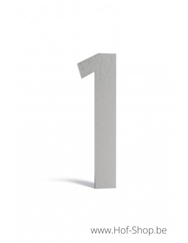 Nummer 1 inox (12 cm hoog) - Huisnummer Adezz