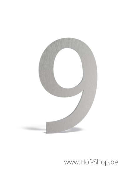 Nummer 9 inox (12 cm hoog) - Huisnummer Adezz