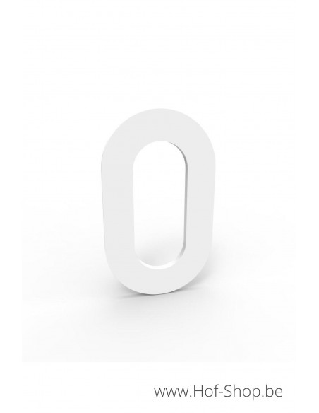 Nummer 0 wit aluminium (10 cm hoog, 4 mm dik) - Entrada Range Huisnummer