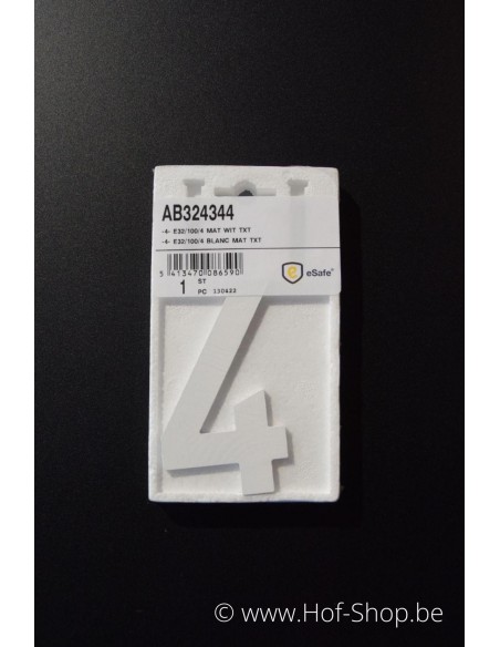 Numéro 4 - très épais blanc aluminium 10 cm de haute (Numéro de maison Albo)