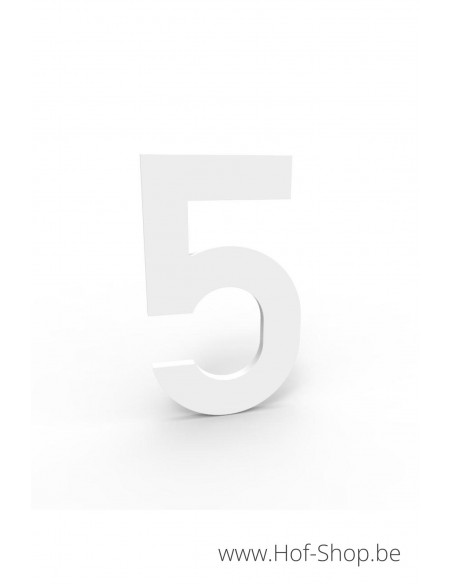 Numéro 5 - très épais blanc aluminium 10 cm de haute (Numéro de maison Albo)