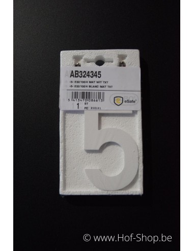Numéro 5 - très épais blanc aluminium 10 cm de haute (Numéro de maison Albo)