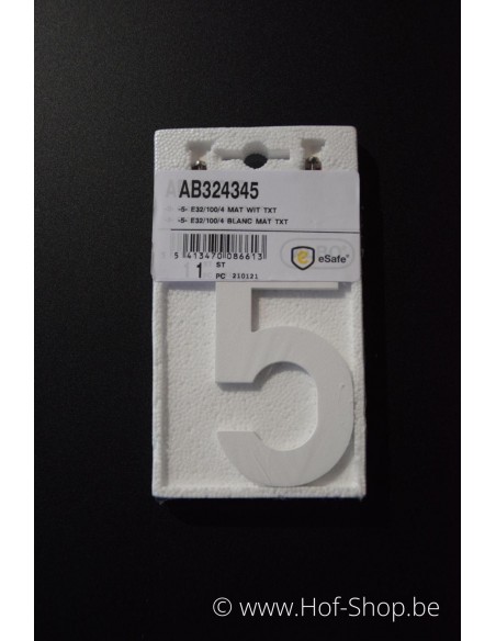 Numéro 5 - très épais blanc aluminium 10 cm de haute (Numéro de maison Albo)