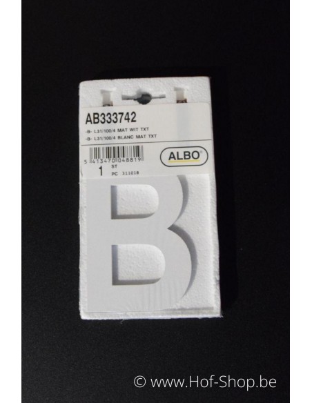 Letter B - extra dik wit aluminium 10 cm hoog (huisnummer Albo)