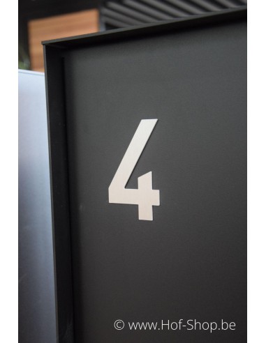 Numéro 4 - inox look aluminium 10 cm de haute (Numéro de maison Albo)