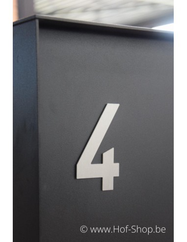 Numéro 4 - inox look aluminium 10 cm de haute (Numéro de maison Albo)