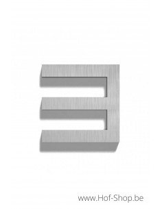 Nummer 3 - inox 10 cm hoog (huisnummer 'Square' )